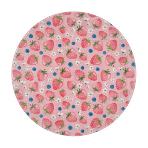 Tabla De Cortar Verano de fresa, fondo personalizado de niñita.