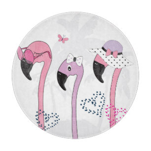 Tabla De Cortar Verano Flamingo: Ilustracion Beach Vintage.