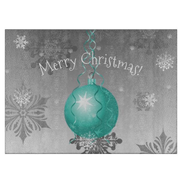 Tabla De Cortar Verde azulado Fancy Christmas Ornamtting Board (Anverso)