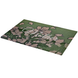 Tabla de cortar verde flor de rosa