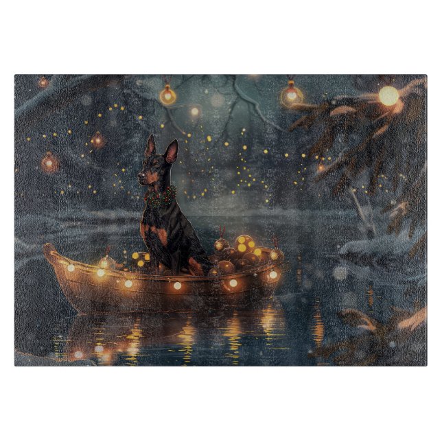 Tabla De Cortar Viaje festivo de Navidades Doberman (Anverso)