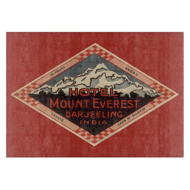 Tabla De Cortar Viajes antiguos, Monte Everest, Darjeeling India (Anverso)