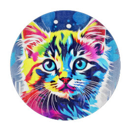 Tabla De Cortar Vibrant Neon Kitty Art
