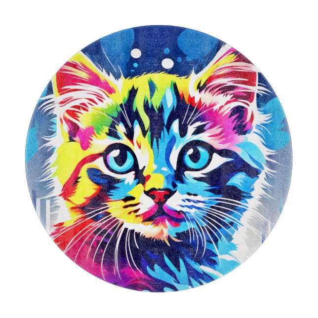 Tabla De Cortar Vibrant Neon Kitty Art (Anverso)