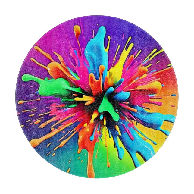 Tabla De Cortar Vibrant Paint Burst Design (Anverso)