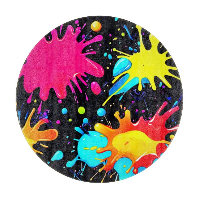 Tabla De Cortar Vibrant Paint Splatter Art Burst (Anverso)