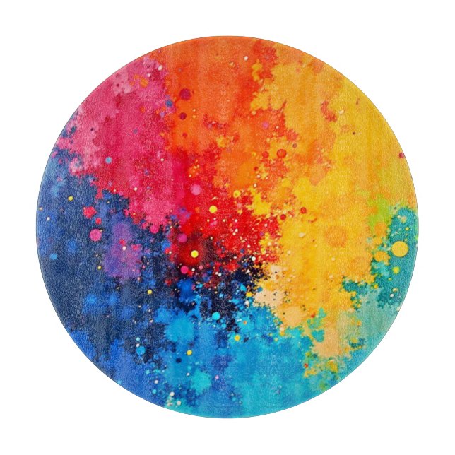 Tabla De Cortar Vibrant Watercolor Chaos Art (Anverso)