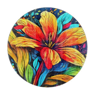 Tabla De Cortar Vibrante Abstract Floral Burst