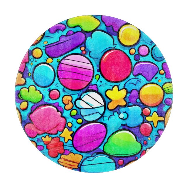 Tabla De Cortar Vibrante Abstracto Candyland (Anverso)