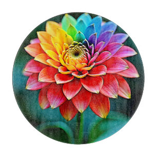 Tabla De Cortar Vibrante arte de ensueño de Rainbow Petal