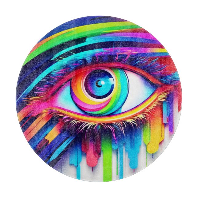 Tabla De Cortar Vibrante arte de los ojos arcoiris (Anverso)