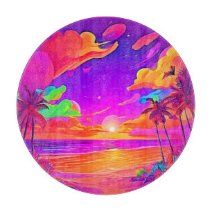 Tabla De Cortar Vibrante atardecer tropical