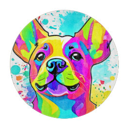 Tabla De Cortar Vibrante Bulldog Frenchie Arte Cachorro