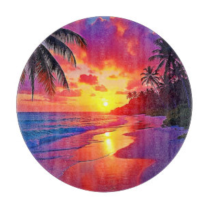 Tabla De Cortar Vibrante diseño de ensueño de Sunset Beach