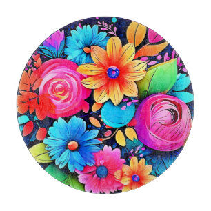 Tabla De Cortar Vibrante Floral Bliss Art
