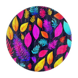 Tabla De Cortar Vibrante Foliage neón: Patrón de hojas cautivadora