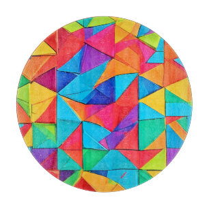 Tabla De Cortar Vibrante geométrica de color bloquea el arte