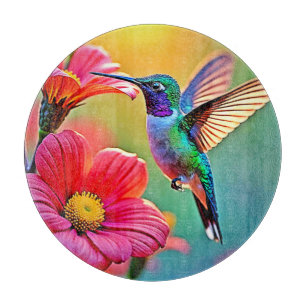 Tabla De Cortar Vibrante Hummingbird en el diseño de Sunset