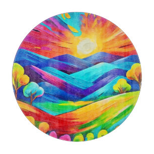 Tabla De Cortar Vibrante impresión de arte de la montaña Sunset