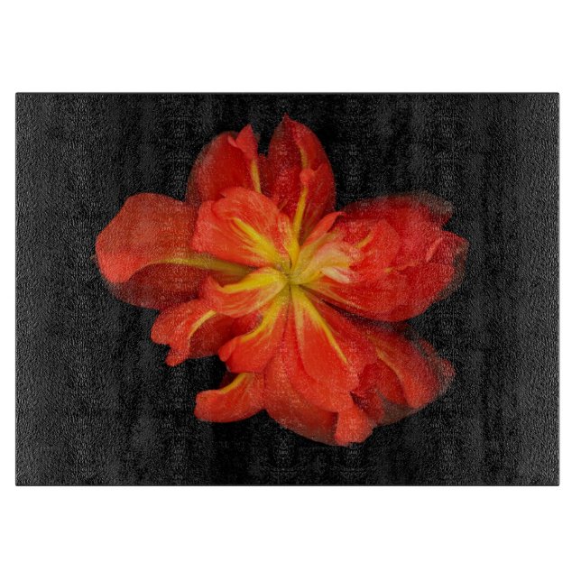 Tabla De Cortar Vibrante Naranja Begonia Macro (Anverso)