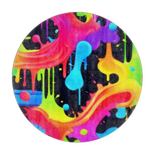 Tabla De Cortar Vibrante Neon Color Splash Art