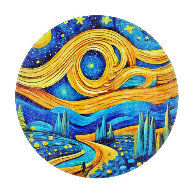 Tabla De Cortar Vibrante obra de arte Starry (Anverso)
