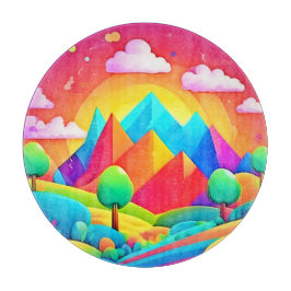 Tabla De Cortar Vibrante paisaje Personalizado arcoiris