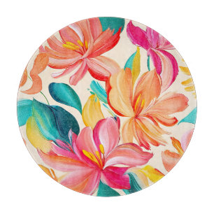 Tabla De Cortar Vibrante patrón floral pintado