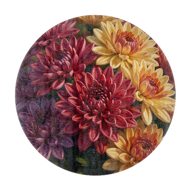 Tabla De Cortar Vibrante ramo floral de dalias  (Anverso)