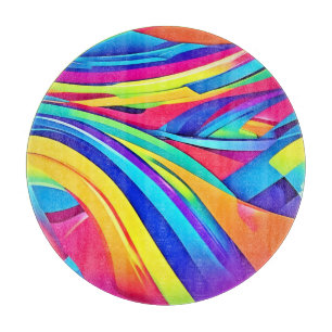 Tabla De Cortar Vibrante Resumen de color Ola de arte