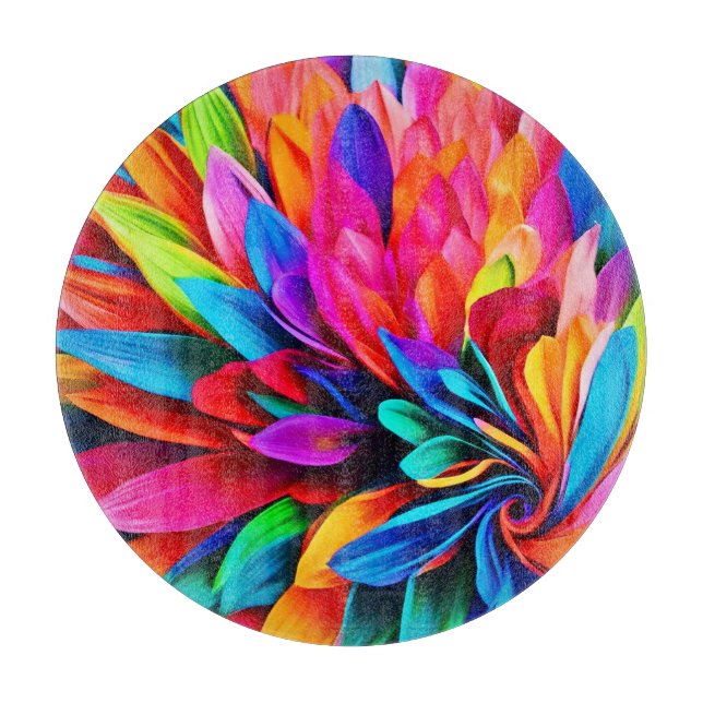 Tabla De Cortar Vibrante resumen de la flor arcoiris (Anverso)