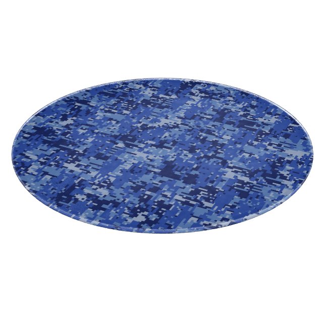 Tabla De Cortar Vibrante textura de camuflaje digital de camo azul (Borde)