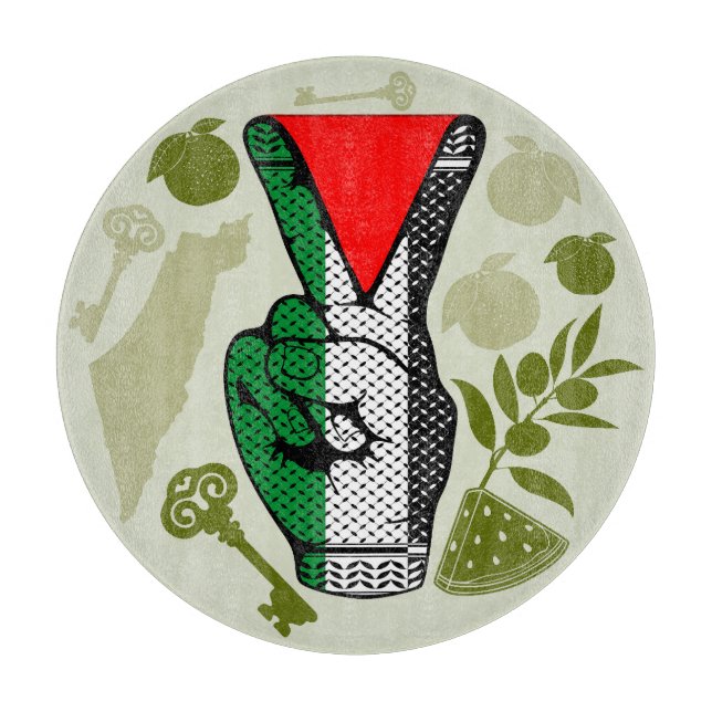 Tabla De Cortar Victory Sign Hand Resistance Red Triangle Symbol (Anverso)