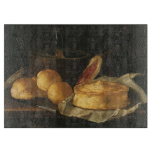 Tabla De Cortar Vida fija barroca vintage con pan, arte, jamón