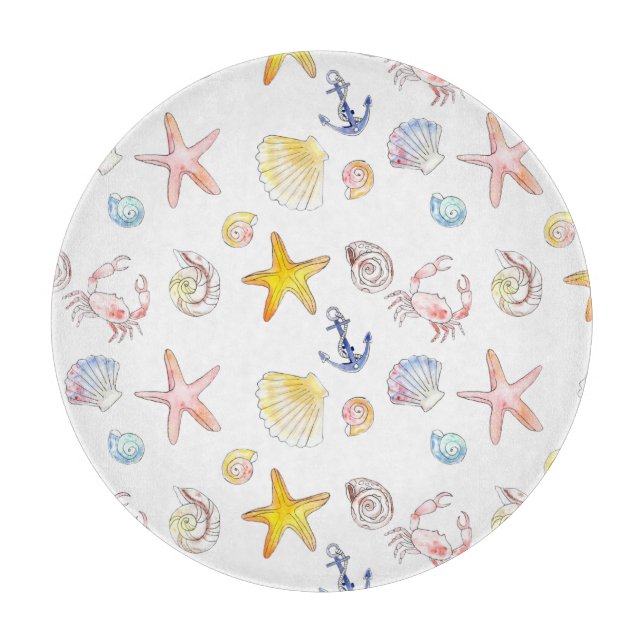 Tabla De Cortar Vida marina y anclas (Anverso)