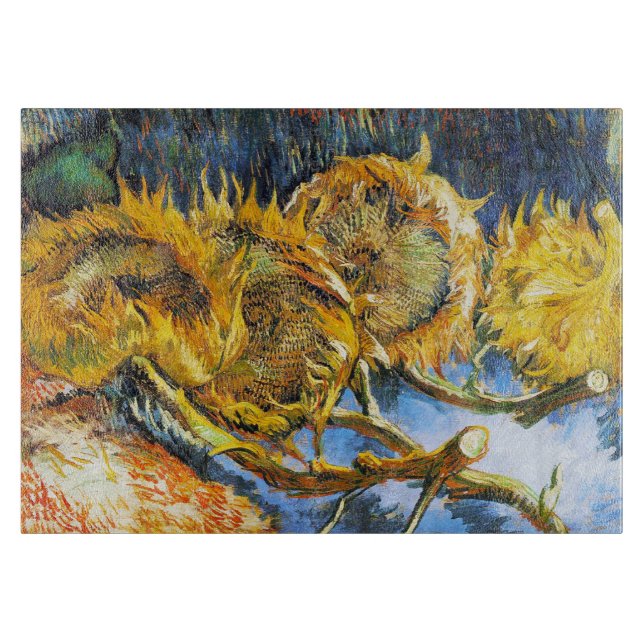 Tabla De Cortar Vida muerta con cuatro girasoles Van Gogh Vincent (Anverso)