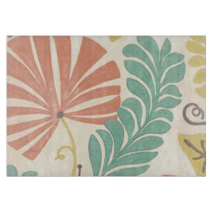 Tabla De Cortar Vides y hojas florales en colores pastel en el