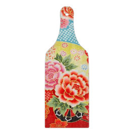 Tabla De Cortar Vidrio amarillo rojo floral japonés tradicional