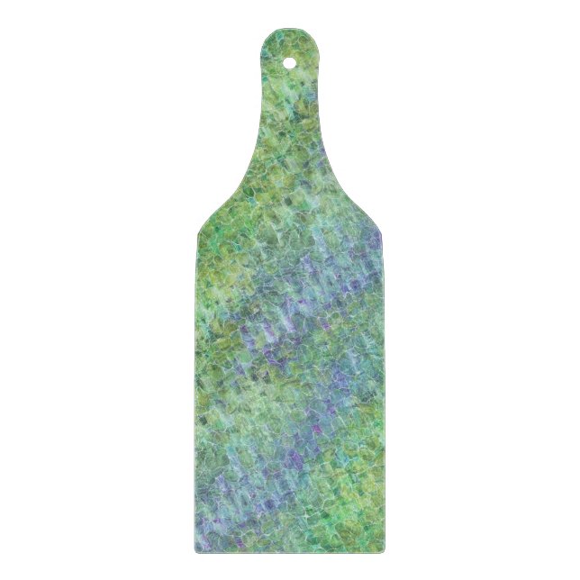 Tabla De Cortar vidrio atómico del mar - verdes y azules : (Anverso)