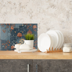 Tabla De Cortar Vidrio Country Blue Rust Rustic Farmhouse