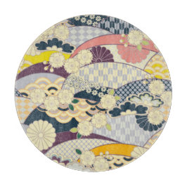 Tabla De Cortar Vidrio de flores florales tradicionales de kimono 