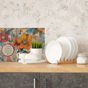 Tabla De Cortar Vidrio de Personalizable de flores rusticas colori