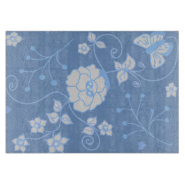 Tabla De Cortar Vidrio decorativo Jardín Azul