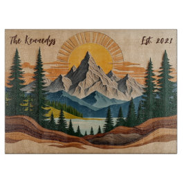 Tabla De Cortar Vidrio familiar personalizado de los bosques de mo