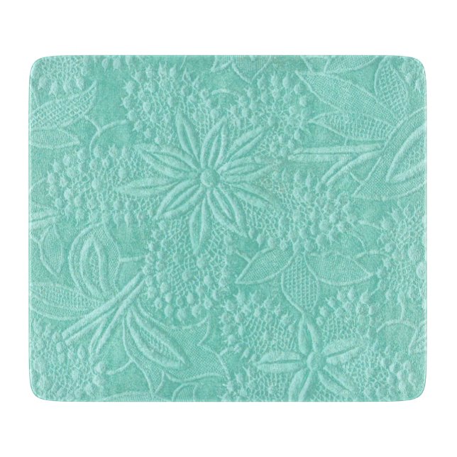 Tabla De Cortar Vidrio floral verde suave (Anverso)