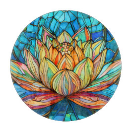 Tabla De Cortar Vidrio manchado rosa de Lotus