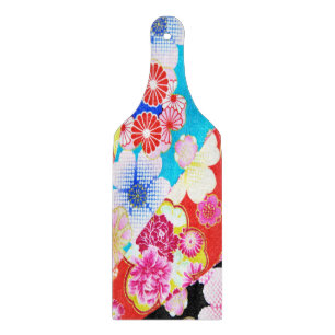 Tabla De Cortar Vidrio rojo rosa rosa floral japonés tradicional