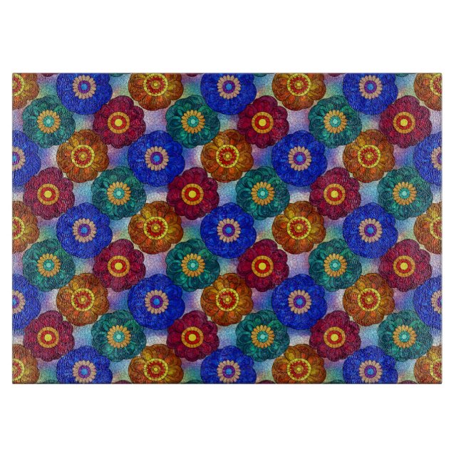 Tabla De Cortar Vidrio Rojoverdeazul Naranja Abstracto (Anverso)