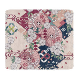 Tabla De Cortar Vidrio rosa Sakura floral japonés tradicional