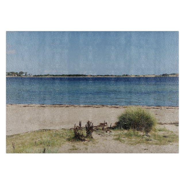 Tabla De Cortar Vidrio tablón de filo playa y mar (Anverso)